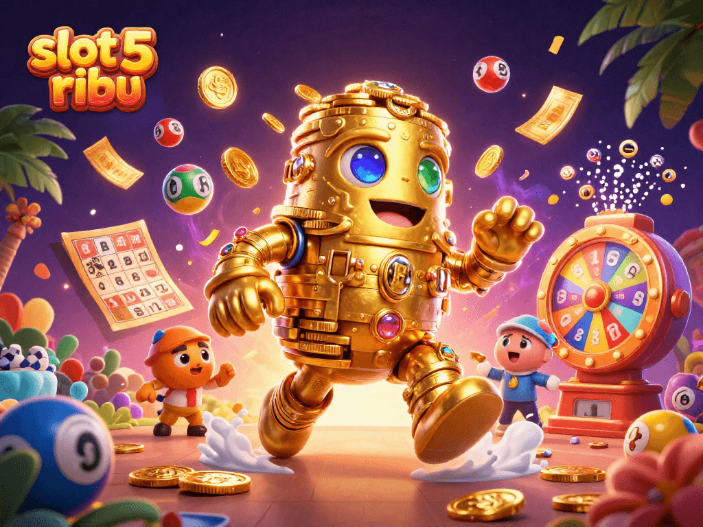 Engage with exhilarating slot 5 ribu gameplay featuring a vibrant 3D illustration full of action.