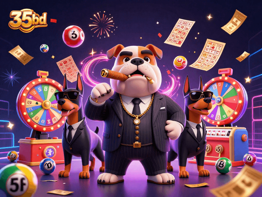 Engage with 35bd's thrilling lottery universe featuring animated characters and lively gaming elements.
