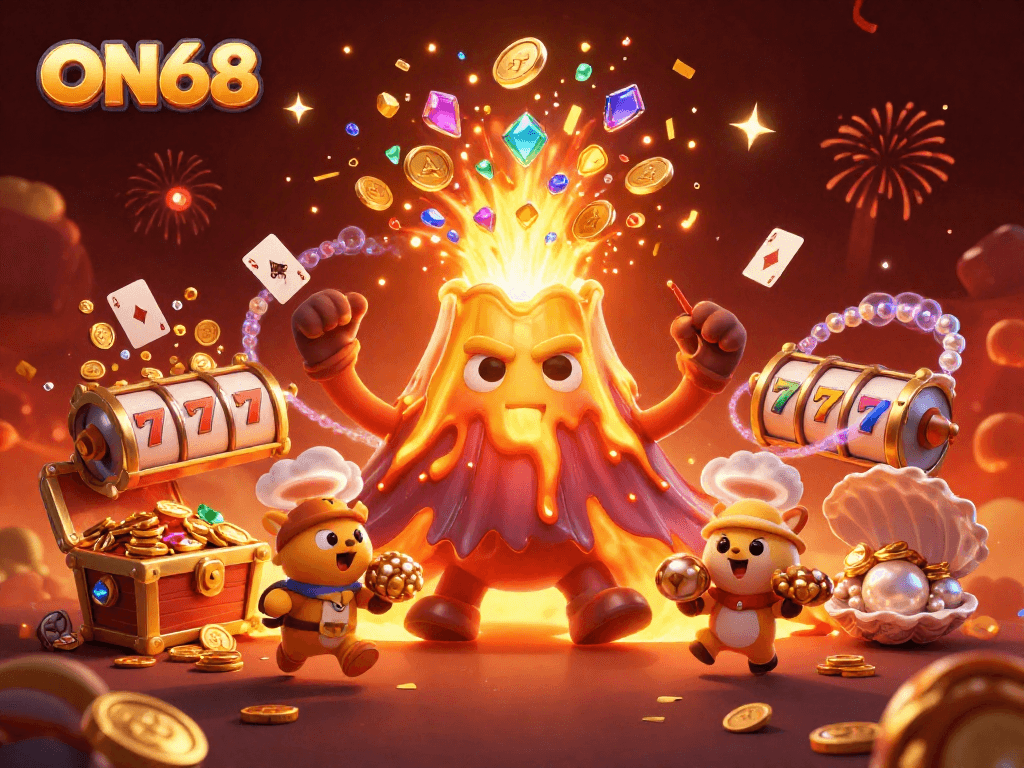 Experience the thrill of winning at ON68 with vibrant treasures and exciting casino elements.