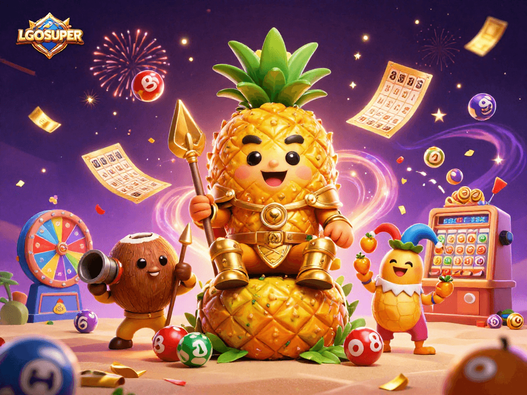 LGOSUPER casino illustration featuring vibrant elements of lottery and gaming excitement.