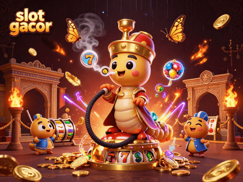 Ilustrasi 3D menggambarkan slot gacor dengan simbol jackpot dan ribuan koin emas yang berkilauan.
