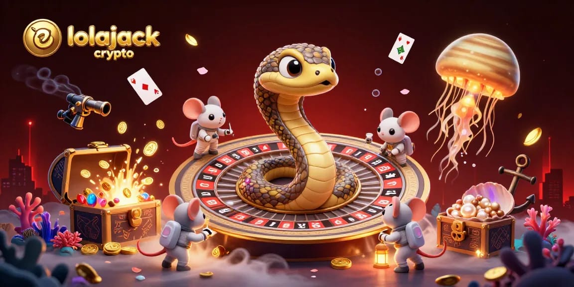 Experience dynamic betting with lolajack crypto as astronaut mice interact with a cosmic roulette scene.
