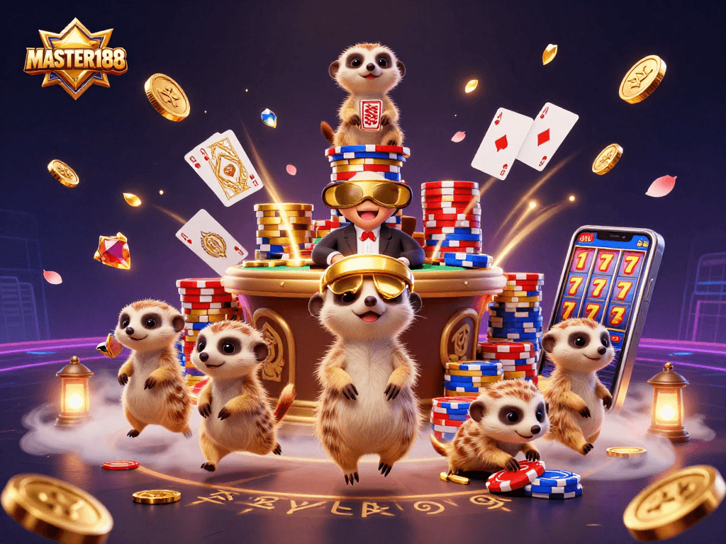 Join the excitement at MASTER188's casino, where meerkats deal cards and sneak chips.