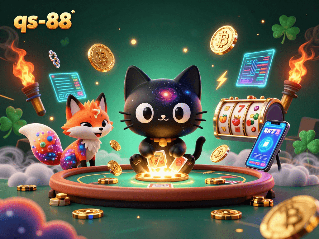 Experience thrilling gameplay at qs-88's cosmic casino with vibrant characters and crypto features.