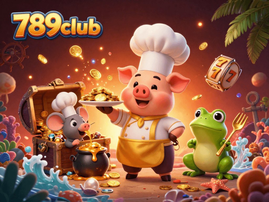 Chơi game slot tại 789club với các nhân vật hoạt hình vui nhộn và kho báu hào nhoáng