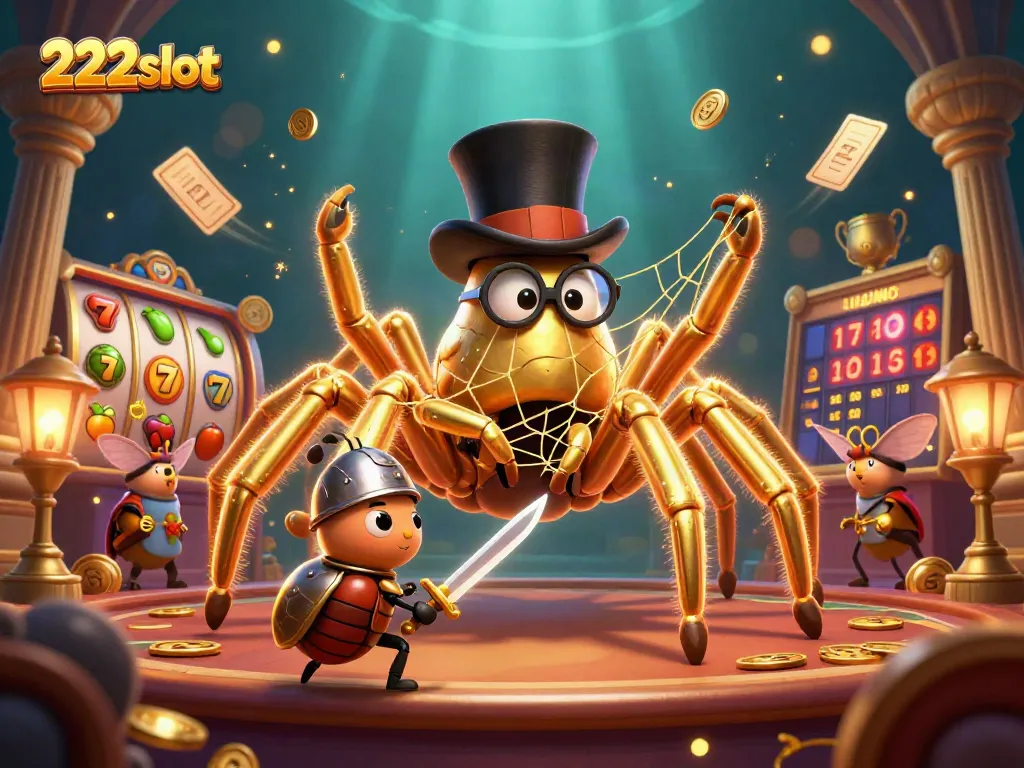 Menangkan slot jackpot di 222slot dengan karakter kartun menarik dan elemen kasino.