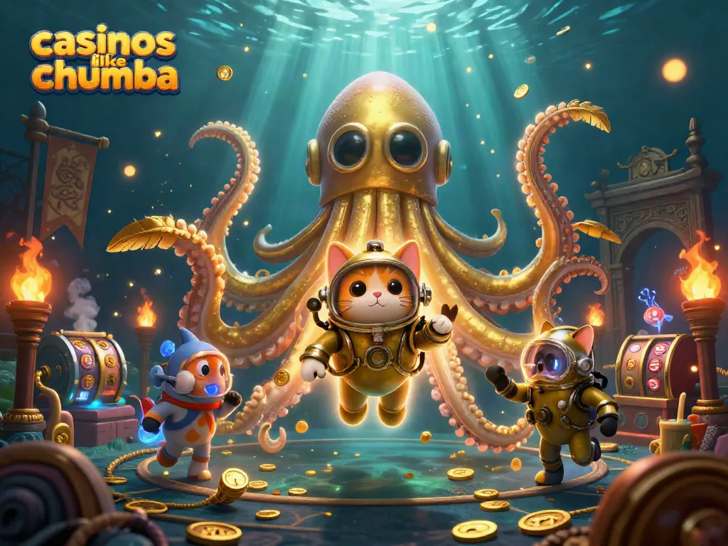 Experience thrilling gameplay at casinos like Chumba with this dynamic illustration of epic underwater gaming.
