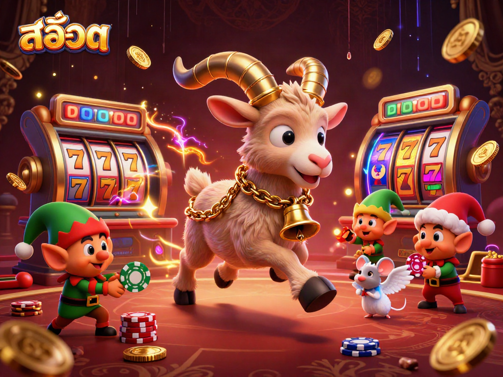Engage in สล็อต excitement with vibrant characters in a lively casino scene filled with dynamic action.