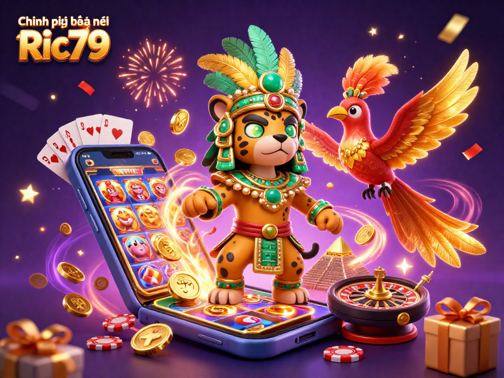 Celebrate with the ultimate gaming experience at Chính sách bảo mật Ric79, featuring vibrant casino elements.