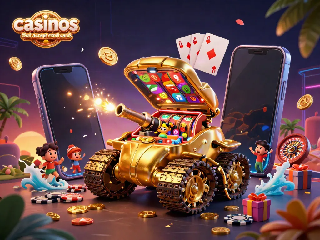 Experience thrilling gameplay at casinos that accept credit cards with vibrant slot games, confetti, and winnings!