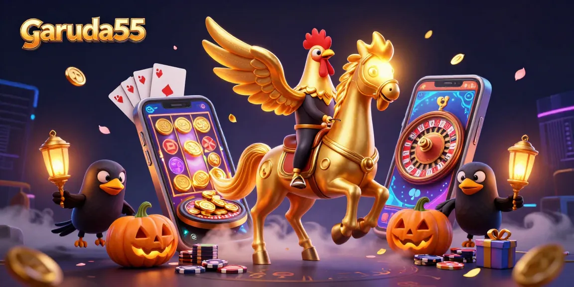 Menangkan pengalaman bermain game slot di garuda55 dengan karakter dan elemen kasino yang menarik.