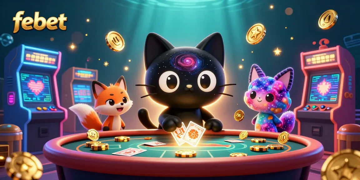 febet offers a captivating casino experience with vibrant characters and games in cosmic style