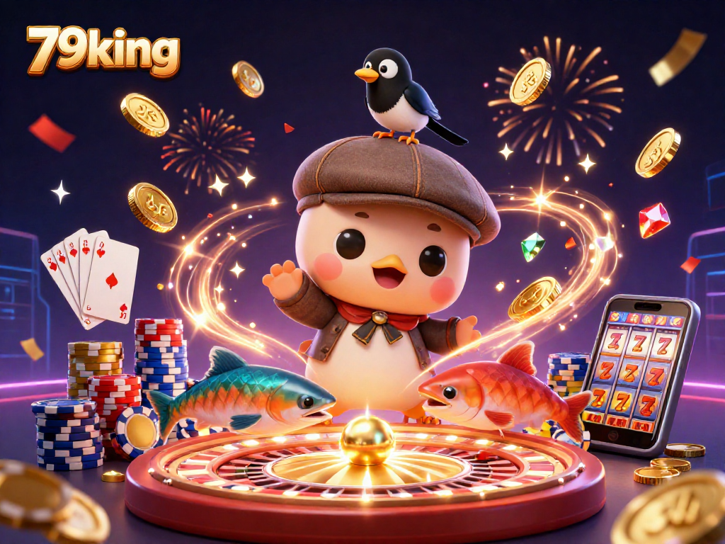 Engage with 79king's thrilling casino world featuring playful Nessie surrounded by irresistible prizes.