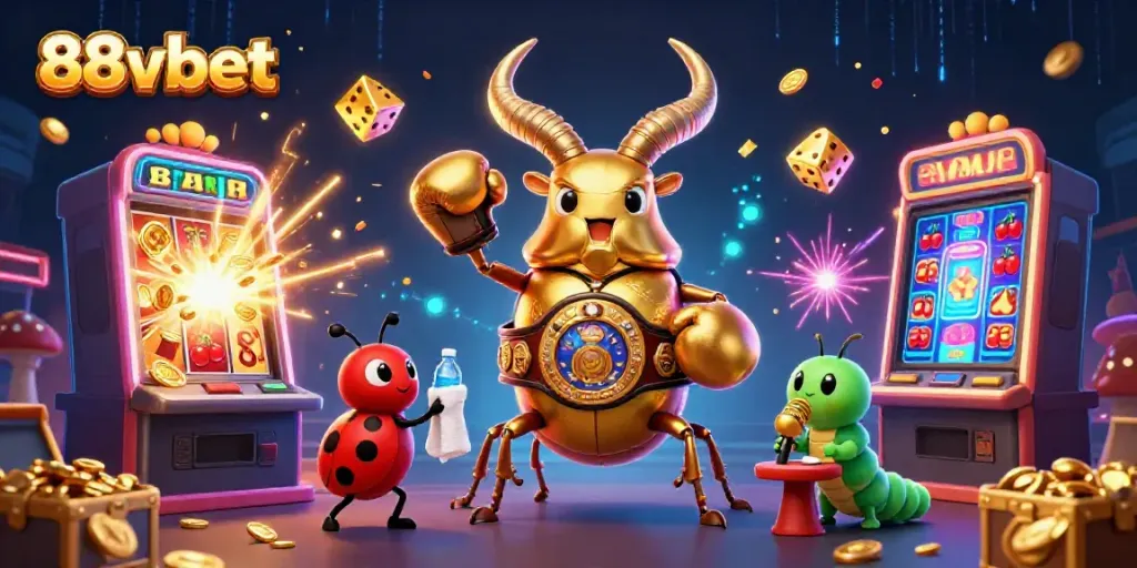Engage with the vibrant 88vbet scene featuring animated casino characters and exciting game elements.
