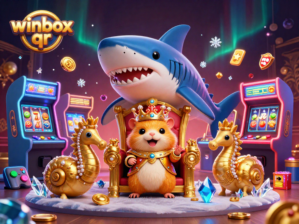 Engage with winbox qr to experience immersive gameplay in this 3D casino illustration.