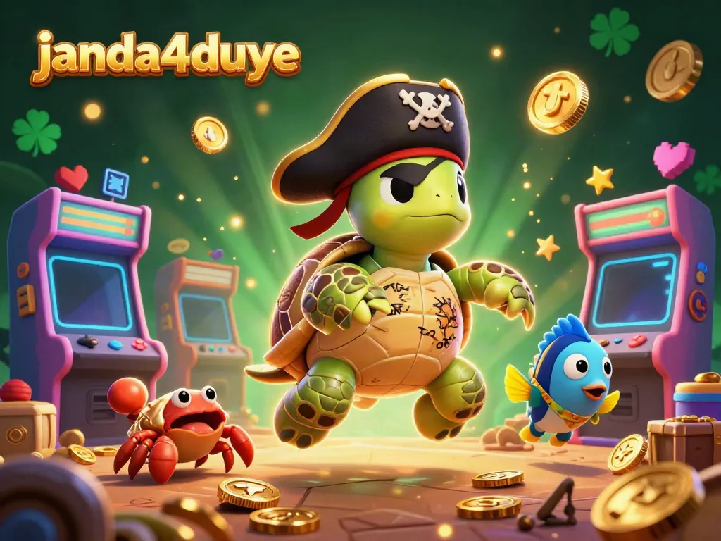 Permainan slot menarik di janda4duye dengan karakter kartun laut dan harta karun yang bersinar.