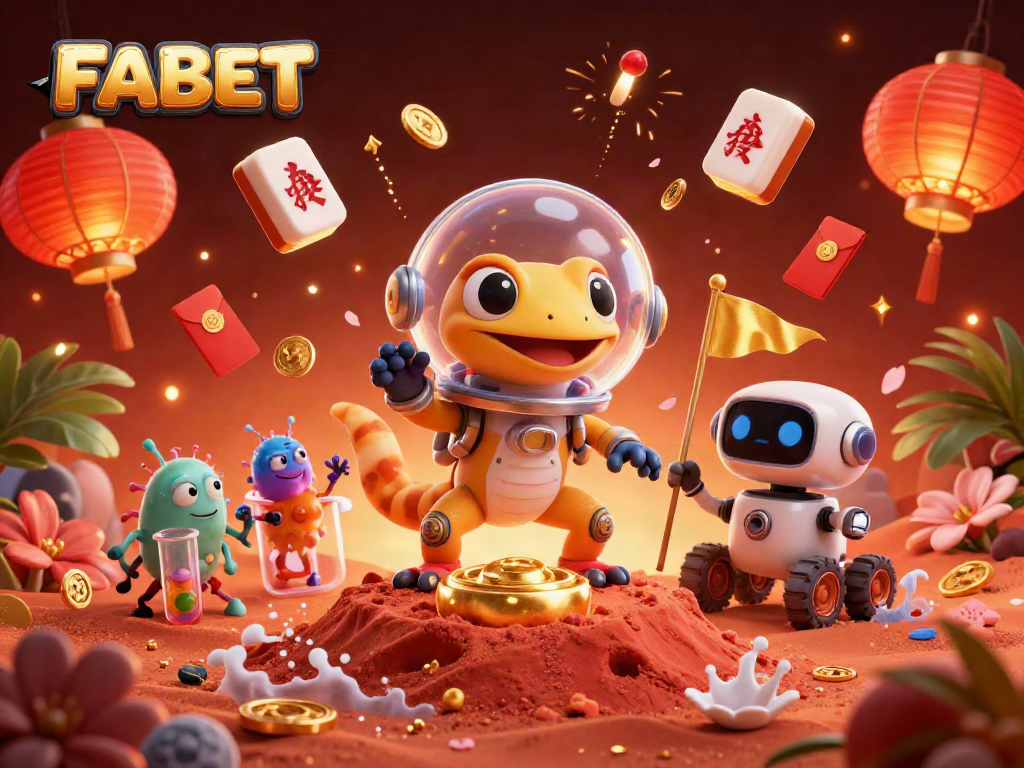 Engage in thrilling gameplay at FABET with a Martian gecko discovering a golden casino!