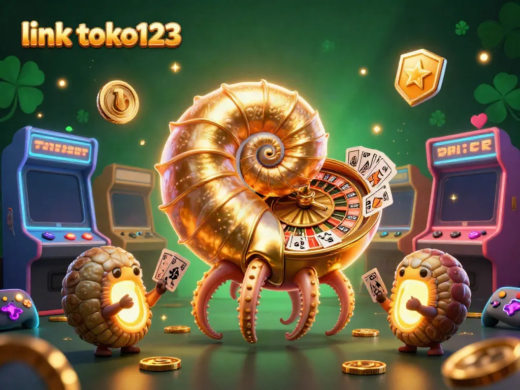 Experience thrilling gameplay with the link toko123 giant nautilus, roulette wheel, and glowing game machines.