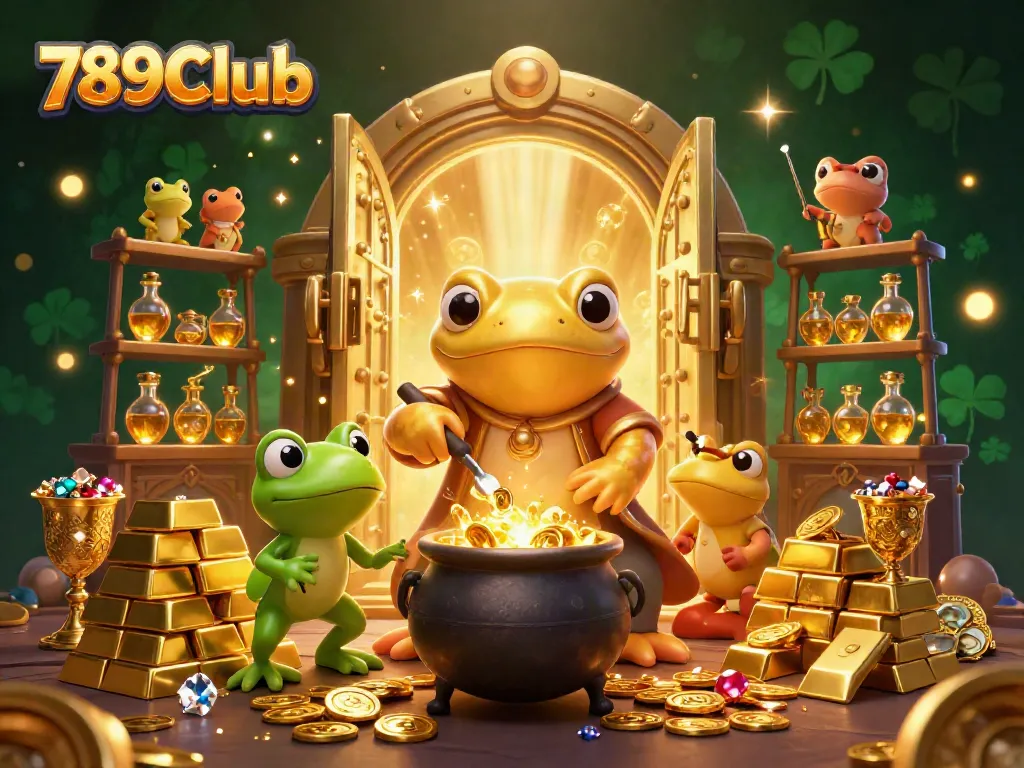 Experience winning strategies at 789Club with vibrant 3D visuals of gold and gameplay elements.