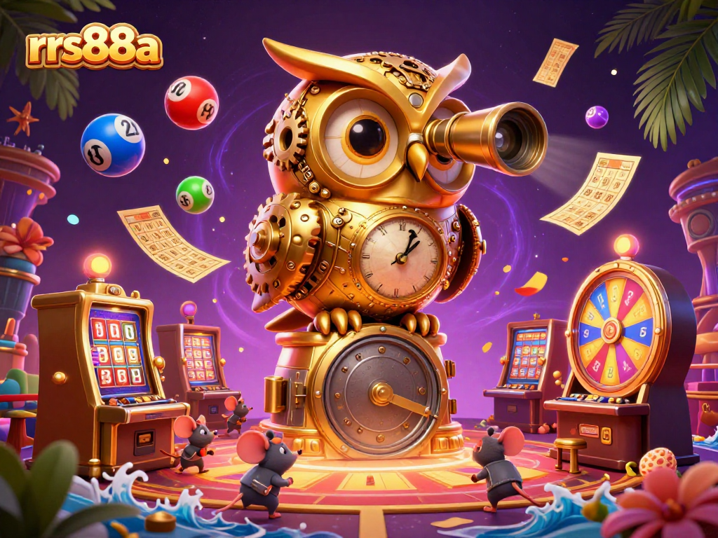 Experience excitement with rrs88a, featuring vibrant casino elements like the golden owl on a vault door.