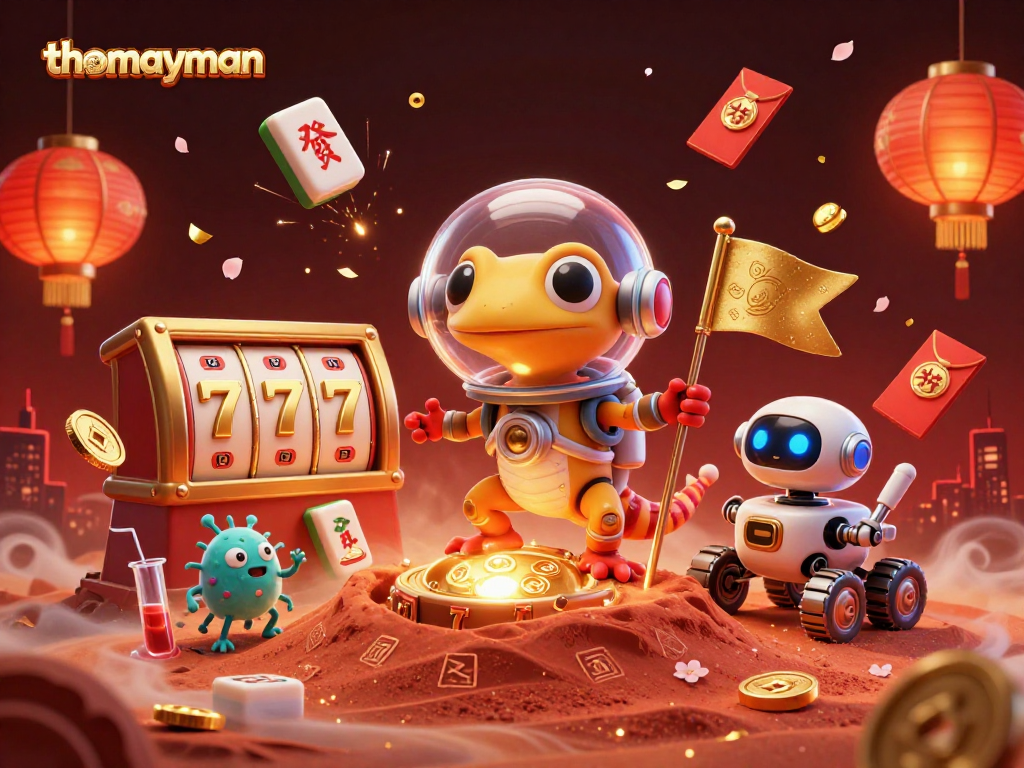 Spin the reels and win with thomayman in this vibrant casino-themed Martian scene.