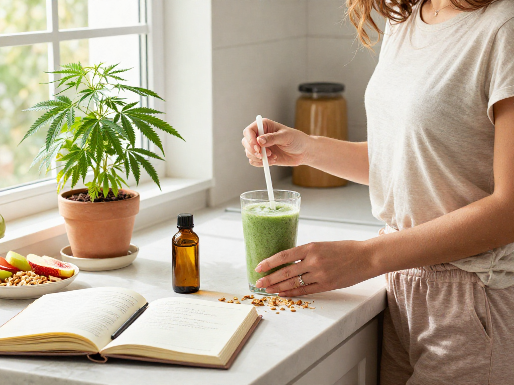 Experience premium concentrate delivery near me with CBD oil and natural wellness products in a warm kitchen setting.
