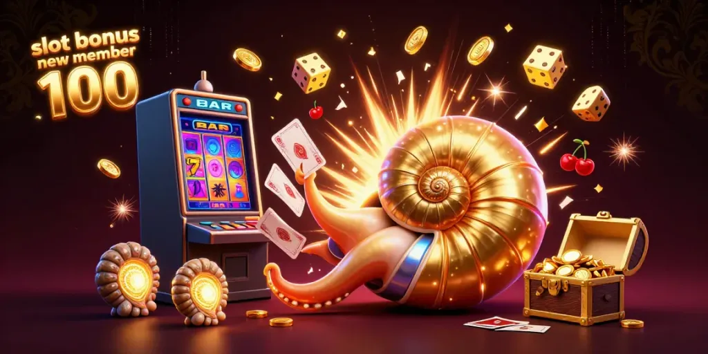 Experience winning excitement with the slot bonus new member 100 in a vibrant casino scene filled with thrilling games.