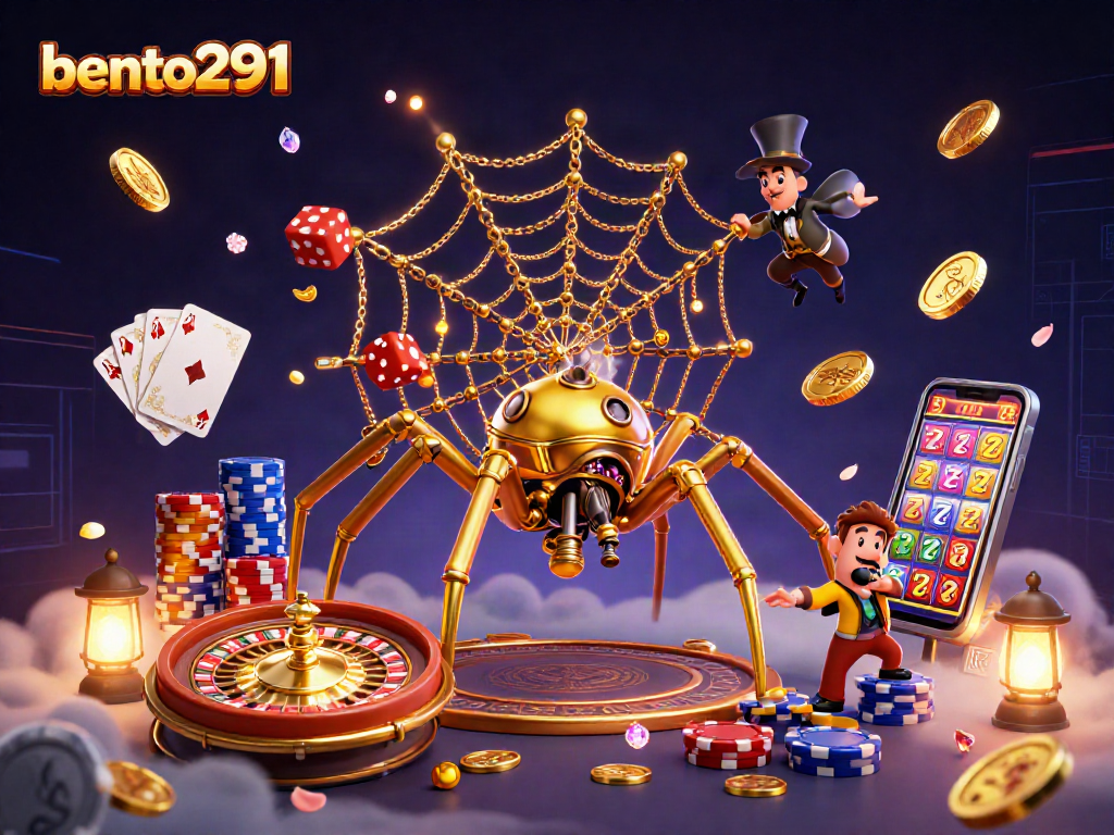Experience thrilling gameplay at bento291 with a vibrant steampunk casino illustration showcasing luck and excitement.