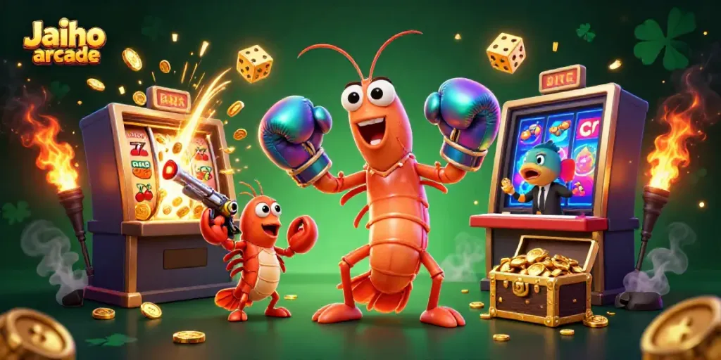 Experience thrilling gaming action with Jaiho arcade's vibrant 3D characters and dynamic casino elements.