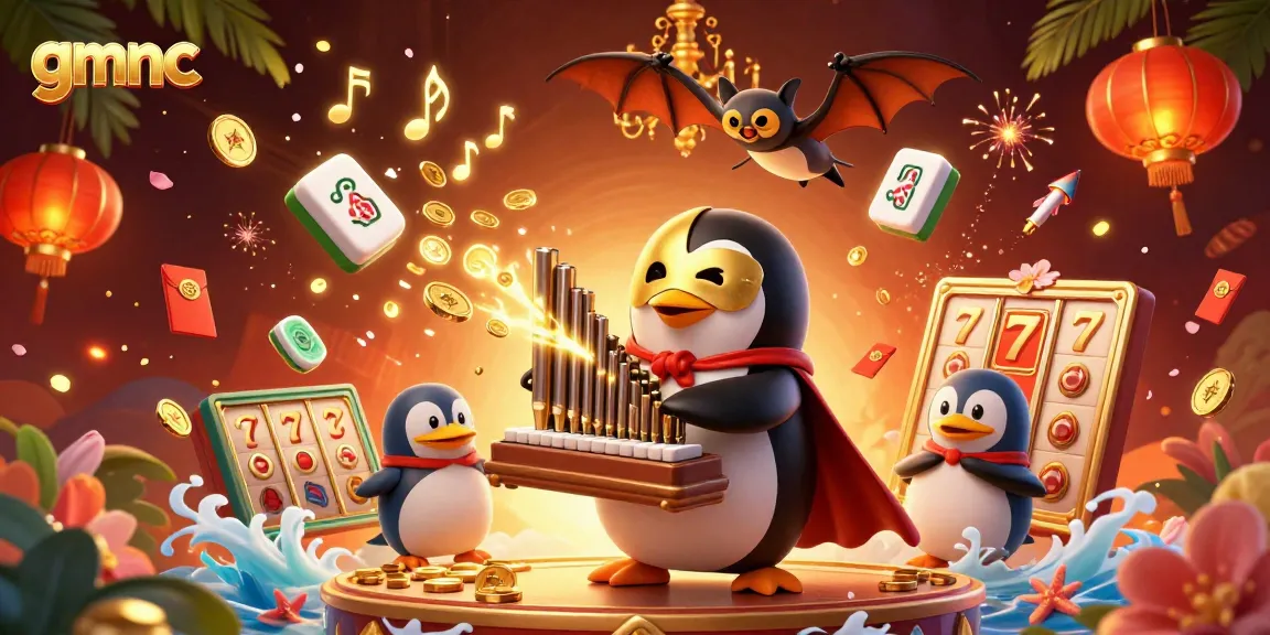Engage with gmnc's thrilling slots experience featuring a phantom penguin, golden coins, and dynamic elements.