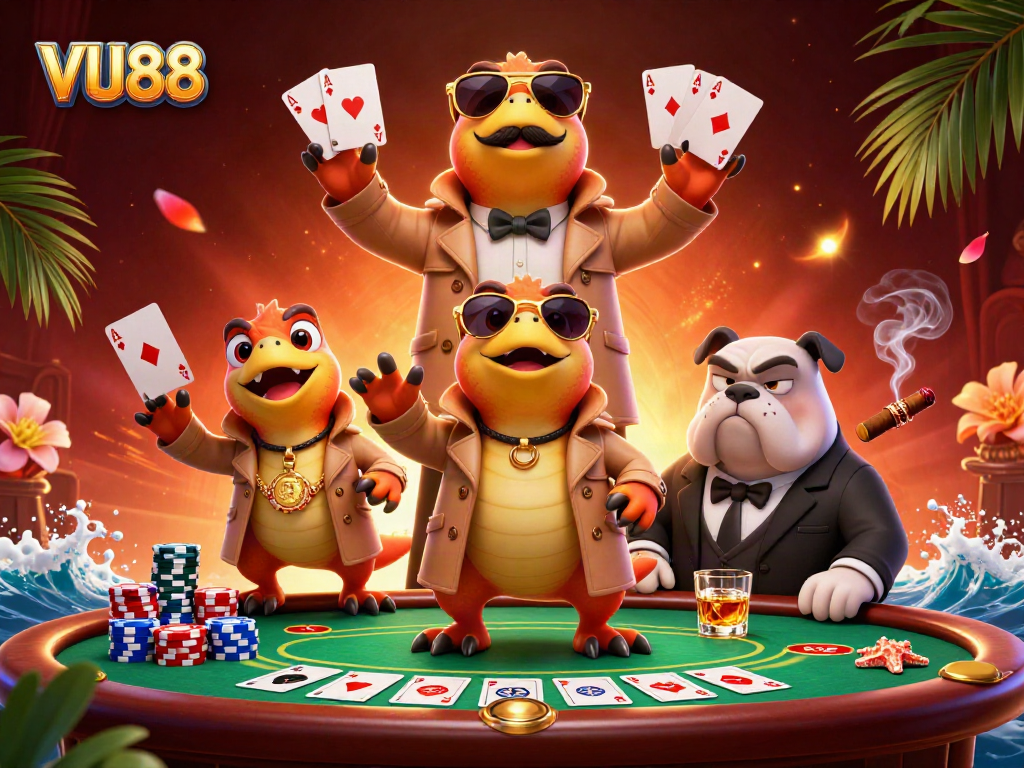 Experience thrilling moments at VU88 with raptors sneaking into a casino lounge.