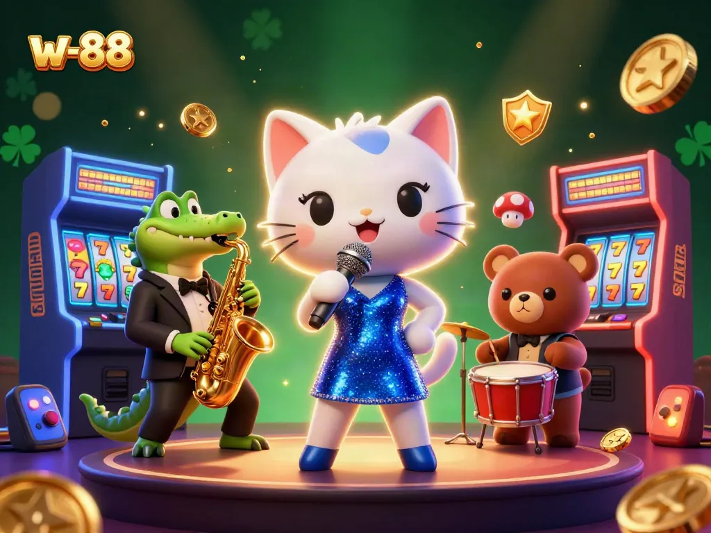 Feeling the thrill at w-88 with colorful characters and vibrant casino game elements!