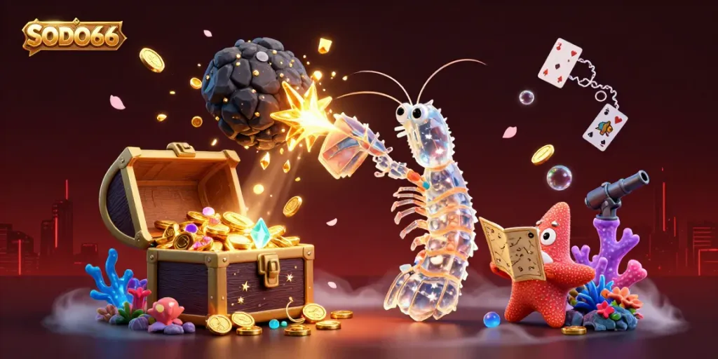 SODO66 showcases a vibrant scene of a galactic warrior capturing gems and coins while surrounded by casino elements.