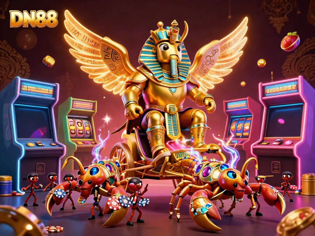 Experience thrilling gaming with DN88, featuring a vibrant scene with casino elements and characters.