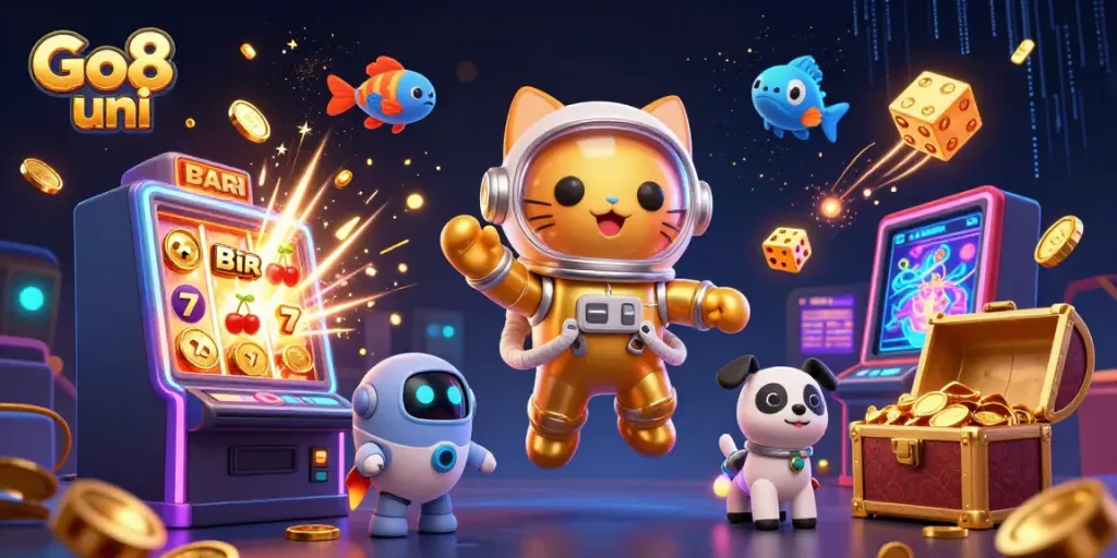 Engage with Go8 uni through thrilling casino-themed adventures featuring vibrant characters.