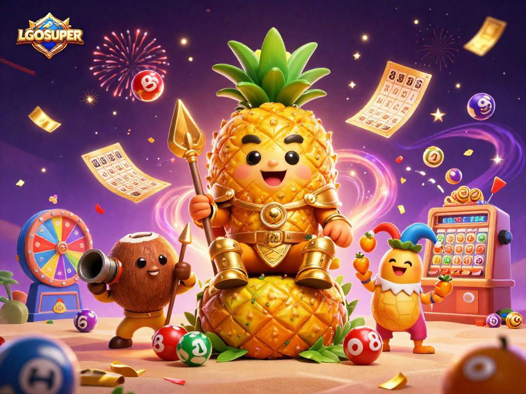 LGOSUPER casino illustration featuring vibrant elements of lottery and gaming excitement.