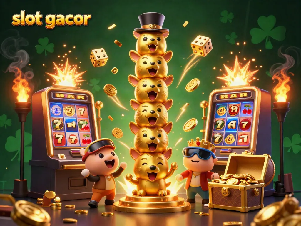 Engage with the exciting world of slot gacor represented by a colorful jackpot explosion and dynamic gaming elements.