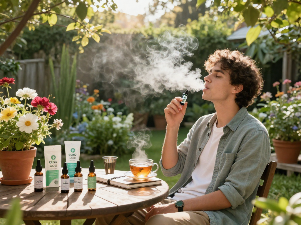 The 10/10 boys 2000mg vape showcased in a vibrant garden scene, highlighting natural wellness and CBD products.