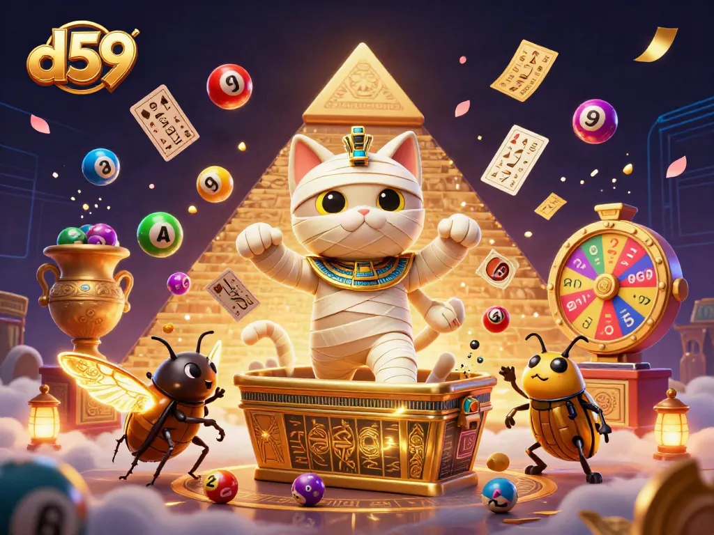 d59 portal highlighting vibrant casino experiences with classic Egyptian characters amidst gaming excitement.