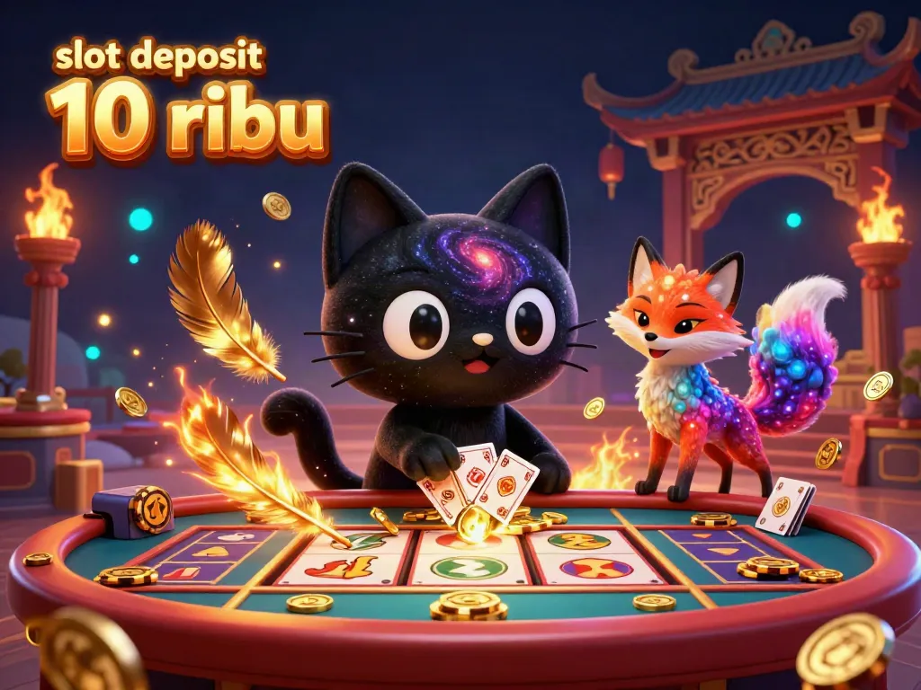 Engage in thrilling games with slot deposit 10 ribu at a cosmic casino featuring unique characters, vibrant elements, and dynamic gameplay.