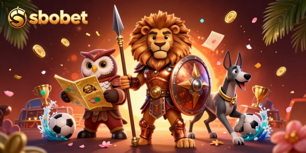 Engage in sports betting with sbobet as a Spartan lion, owl strategist, and greyhound messenger in action.