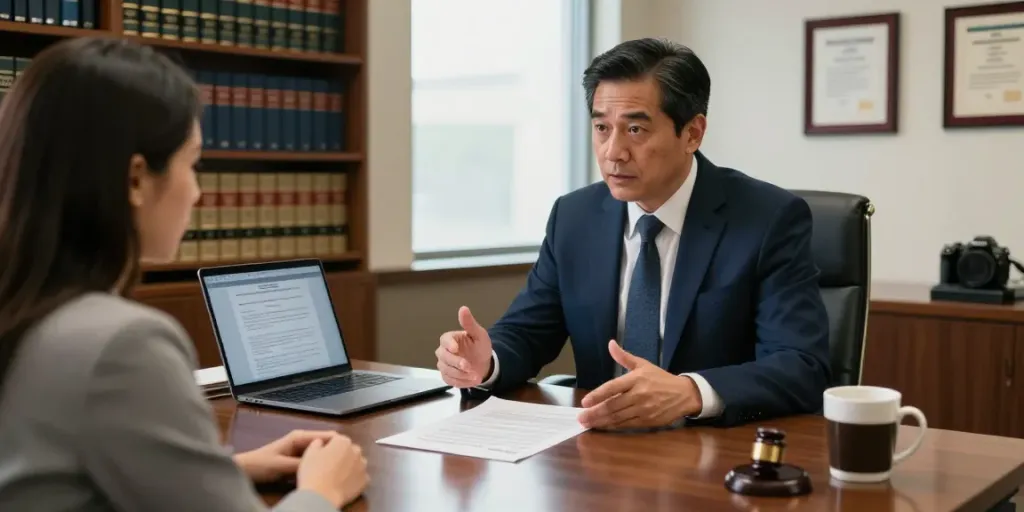 Marietta GA DUI lawyer consulting with a client in a professional legal office.
