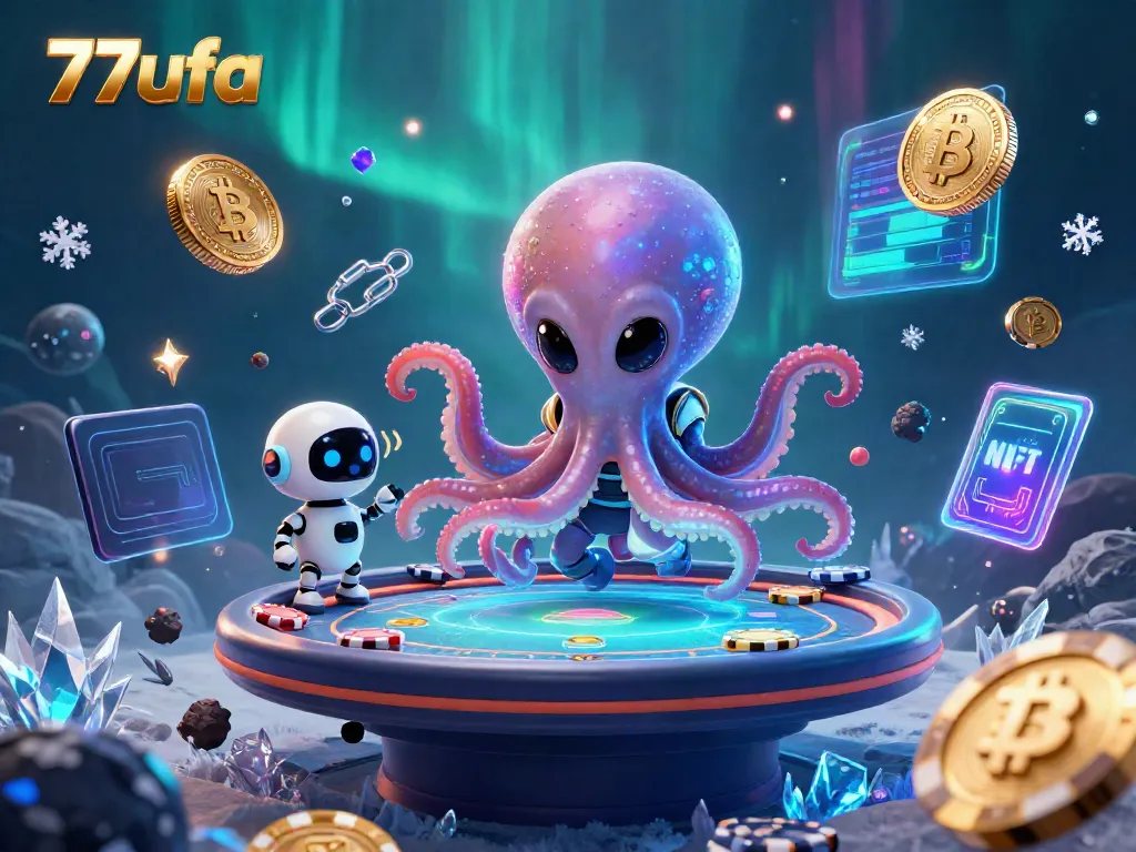 Explore thrilling poker games with 77ufa's fun alien octopus character and dynamic cash elements.