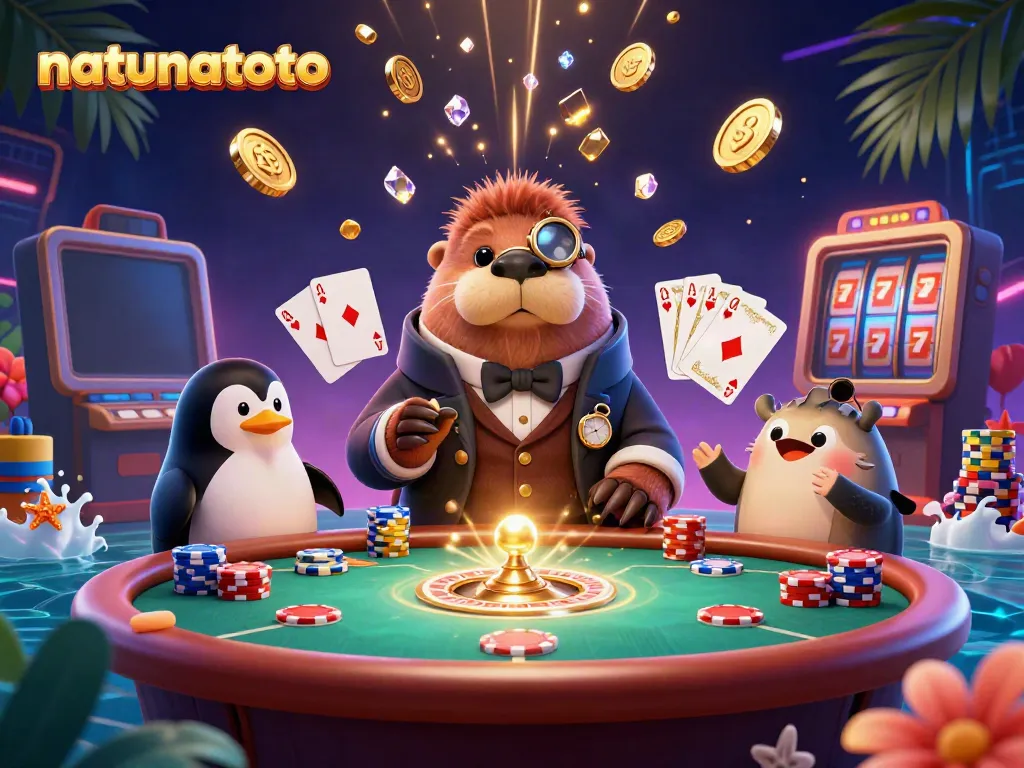 Gambarkan natunatoto saat permainan poker di bawah laut yang penuh dengan koin emas dan permainan slot yang menyenangkan.