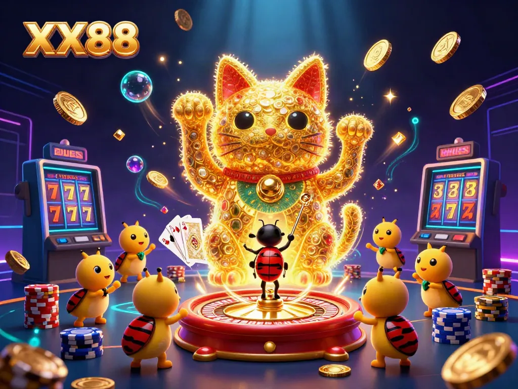 Experience the vibrant atmosphere of XX88 casino with dynamic elements and a festive spirit.