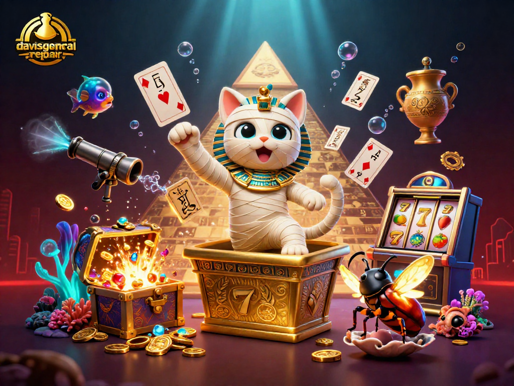 Dive into thrilling adventures with davisgeneralrepair as the enchanting mummy cat and glowing scarab play high-stakes slots.