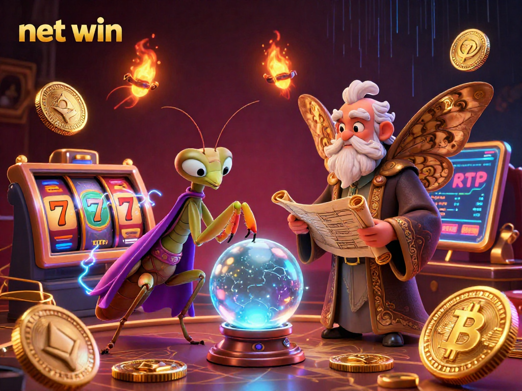 Experience net win at the vibrant casino featuring a praying mantis fortune teller and ancient wisdom.