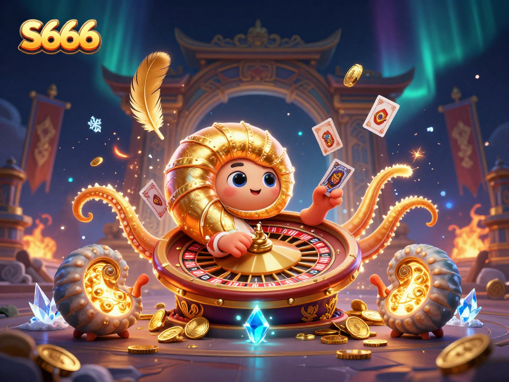 S666 invites players to engage with vibrant casino elements in a stunning 3D illustration.