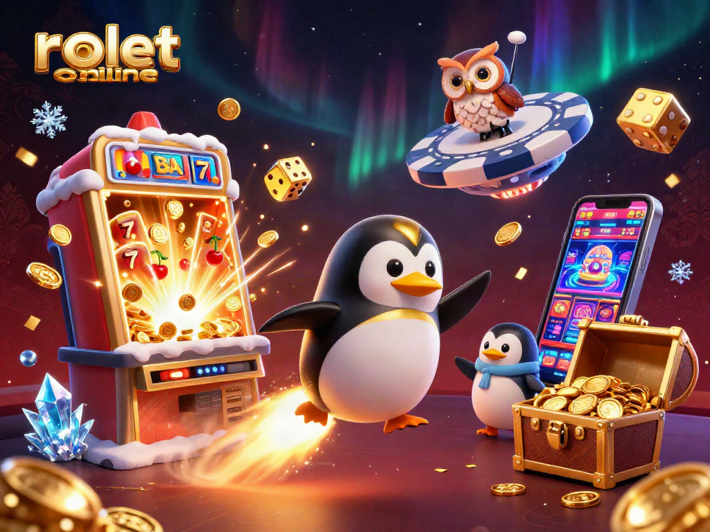 Experience big wins with rolet online in a dynamic casino-themed digital illustration loaded with action.