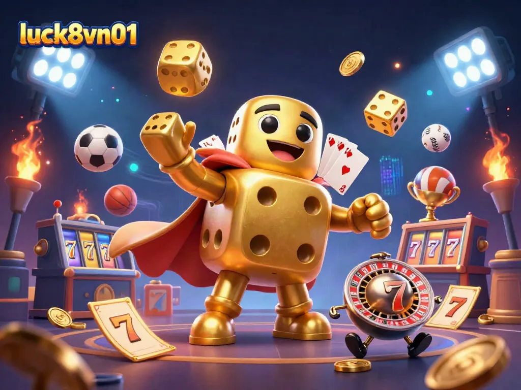 Win big in luck8vn01 with exciting slots and sports betting scenes, symbolizing the thrill of online gaming.